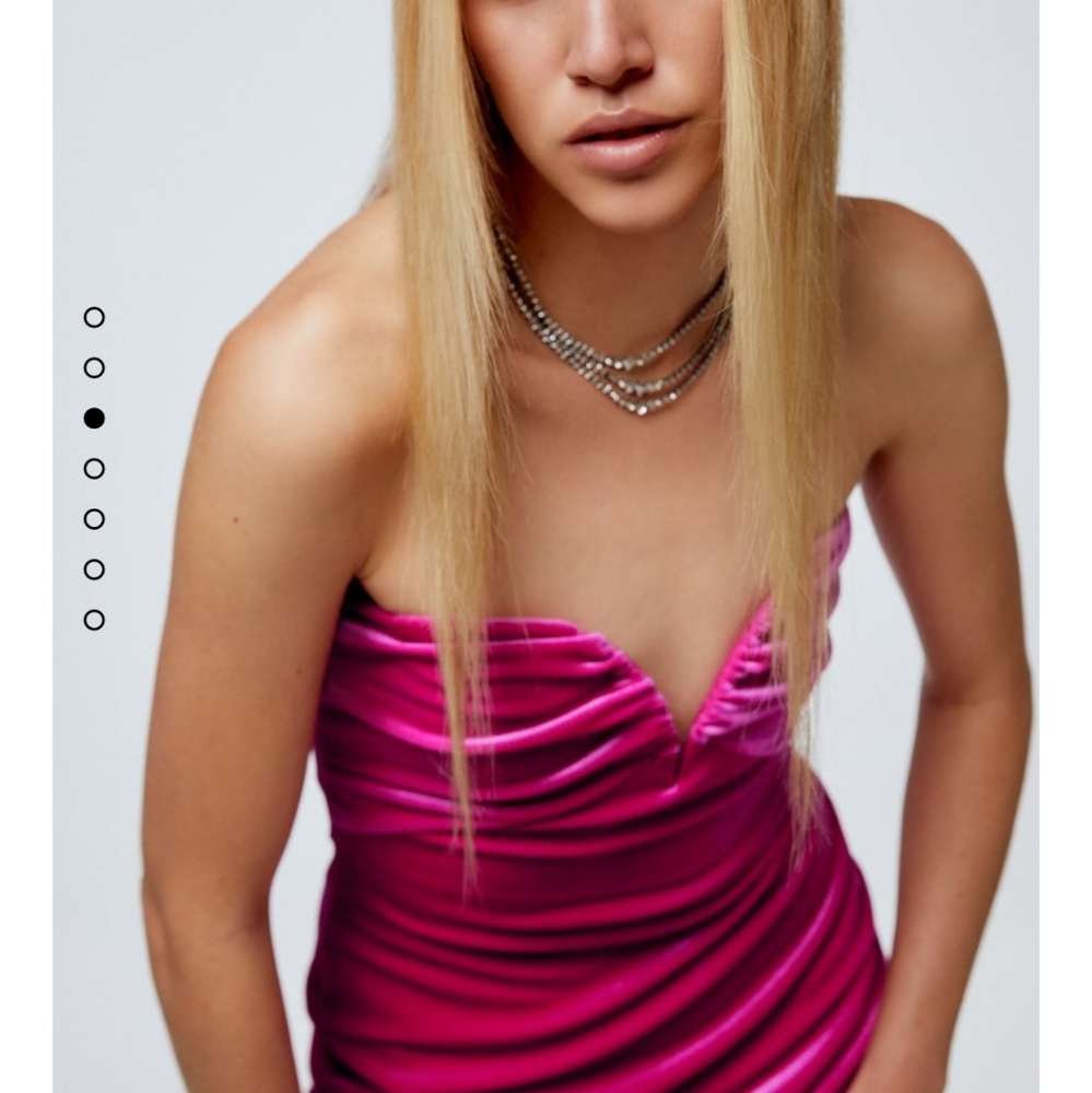 Zara * Velvet Midi Dress Pink Size XS - Picture 6 of 16